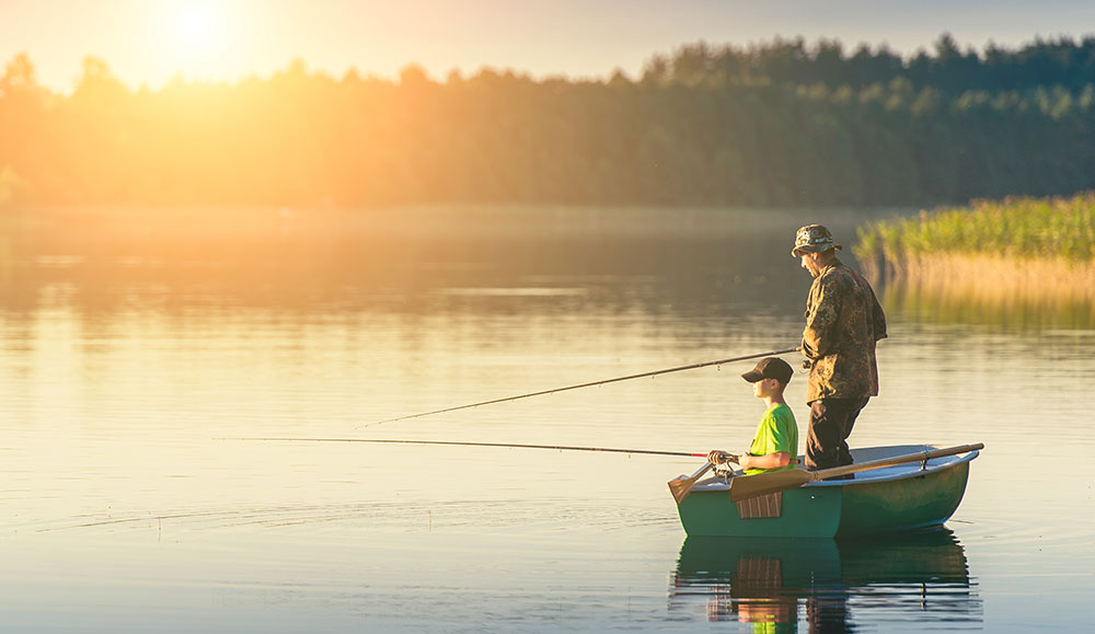 father and son fishing