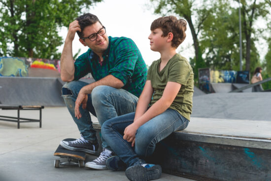 Father listening to son